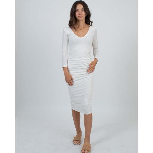 James Perse Dresses & Skirts - CLASSIC V-NECK SKINNY" DRESS By James Perse White Size 4